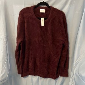 OLD NAVY fuzzy furry maroon sweater XXL NEW NWT!